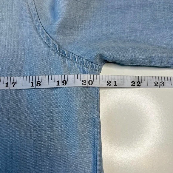 Cloth and Stone Blue Shirt Midi Dress Chambray Denim 3/4 Sleeves Collared Size M - Picture 8 of 14